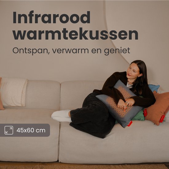 Auronic Wärmekissen - Classic - 45x60 - Kabellos - Wiederaufladbar - Elektrisches Kissen - Infrarot - Anthrazit