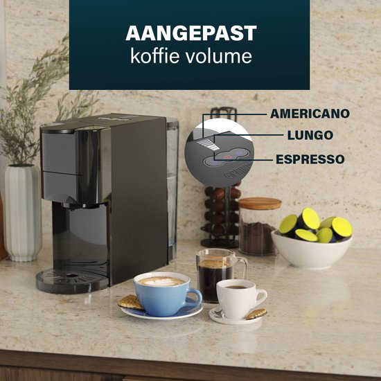 Princess 249454 Multi-Kapsel-Kaffeemaschine - 4 in 1 - Geeignet für Nespresso - Dolce Gusto Kapseln - Schwarz / Silber