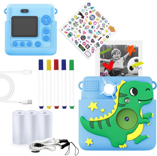 Denver Kinderkamera Full HD mit Drucker - Selfie-Kamera - 20MP - Blau