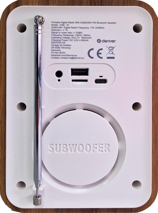 Denver Retro Radio DAB+ - FM - Bluetooth - Weckerfunktion - Holz/Weiß