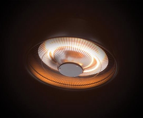 Perel Terrassenstrahler, 1500 W, Halogen, Deckenmontage, mit Zugschalter, Kette, 1 Heizstufe, spritzwassergeschützt, Metall, schwarz