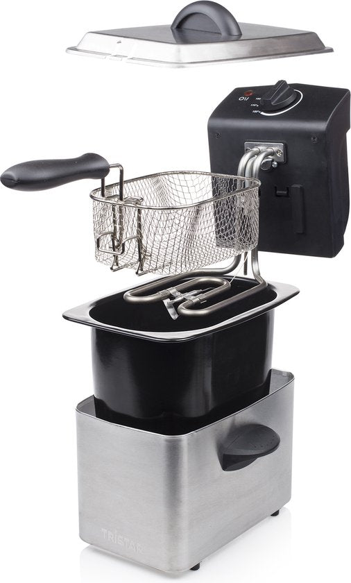 Tristar Fritteuse FR-6919 - Fritteuse klein - Fritteuse 2 Liter - 800W - Camping Fritteuse - Edelstahl