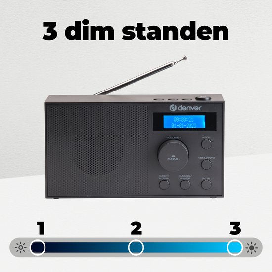 Denver DAB Radio - DAB+/ FM Radio - 40 voreingestellte Sender - Radiowecker - DAB51B