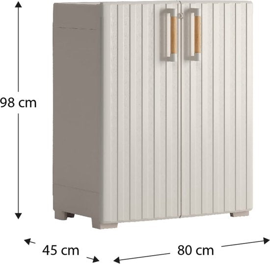 Keter Aufbewahrungsschrank - Groove - Niedrig - Recycelter Kunststoff/Holz - Beige/Sandfarben