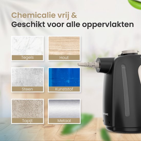 Vapore 11-in-1 Dampfreiniger - 1350W - 530ML - Inkl. Aufbewahrungsbeutel - Für Boden, Bad, Kleidung und Sofa - Schwarz