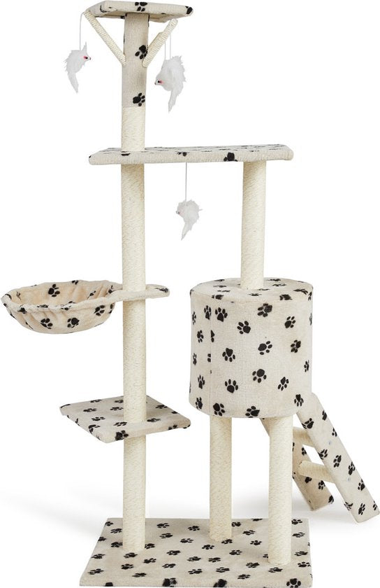 Lifa Living Kratzbaum - Kratzbaum - Katzenpfosten - 42x60x138,5 cm - creme/schwarz
