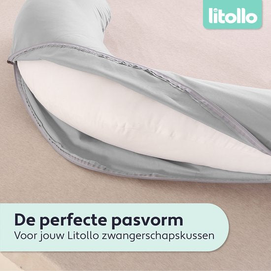 LitolloÂ¬Ã† Umstandskissen (J-Form) - Stillkissen - Körperkissen - Seidenkissen - Körperkissen - Weicher Fleecebezug XXL 145cm - Ockergelb