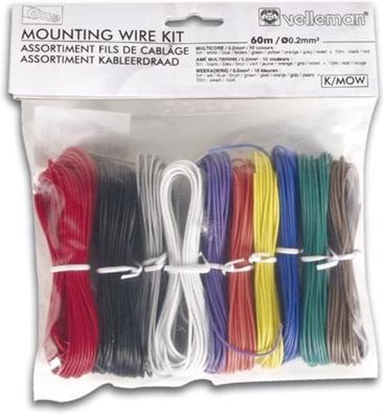 Velleman Montagekabelsatz - 10 Farben - 60m - Multicore