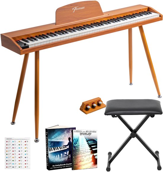 Finesse Digital Piano - 88 gewichtete Tasten - mit Pedalen & Hocker - Keyboard Piano - Electric Piano - Erwachsene & Kinder