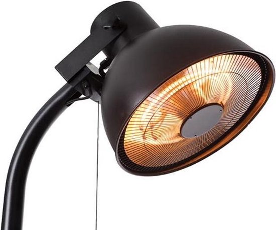 Perel - Steh-Terrassenheizer - 2000 W - 3 Heizstufen - Retro-Design - Metall - Schwarz