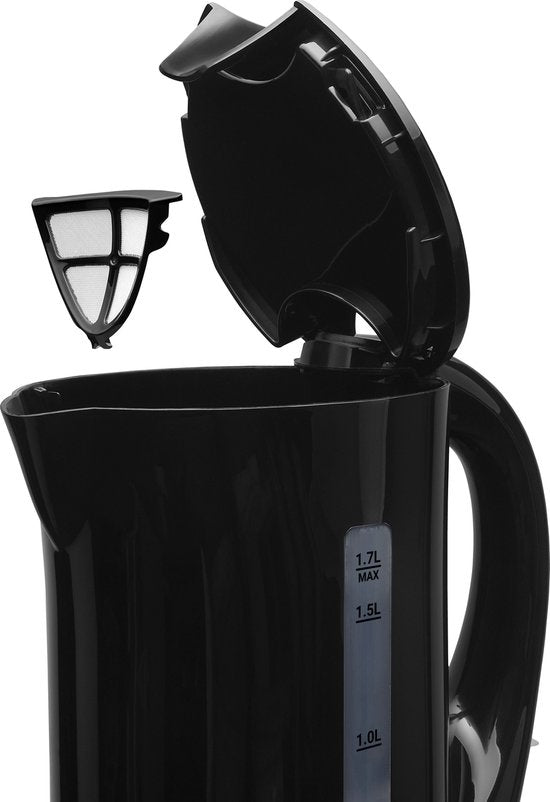 Tomado TWK1700B - Wasserkocher - 1,7 Liter - Kunststoff - Leichtgewicht - Wasserstandsanzeige - Schwarz
