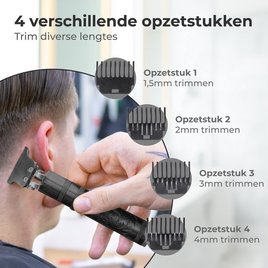 Nuvance Trimmer Men - Haarschneider Kopfhaar - Inklusive 4 Aufsätze - Barttrimmer und Haartrimmer - Haarschneider - Usb Wiederaufladbar