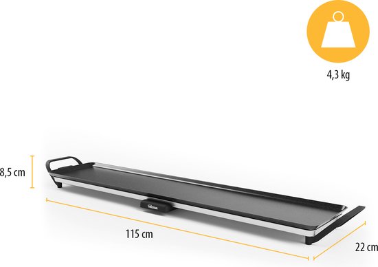 Tristar Grillplatte BP-2670- Tischgrill XL: 100 x 23 cm - Für den Innen- und Außenbereich - BPA frei - Gourmet-Grillplatte für den Tisch - 10 bis 12 Personen - Mit einstellbarem Thermostat - Antihaftbeschichtung - Schwarz