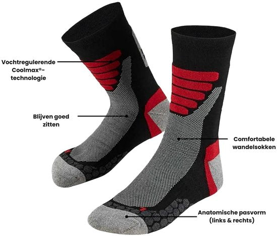 Xtreme Wandersocken für jedes Wetter, 2er-Pack, Schwarz & Rot – Socken – 42–45