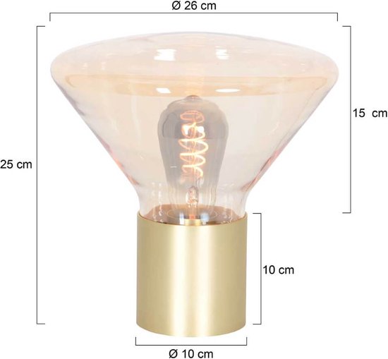 Tischlampe Ambiance 3401ME – Modernes Messing mit bernsteinfarbenem Glas – Steinhauer – Für den Innenbereich