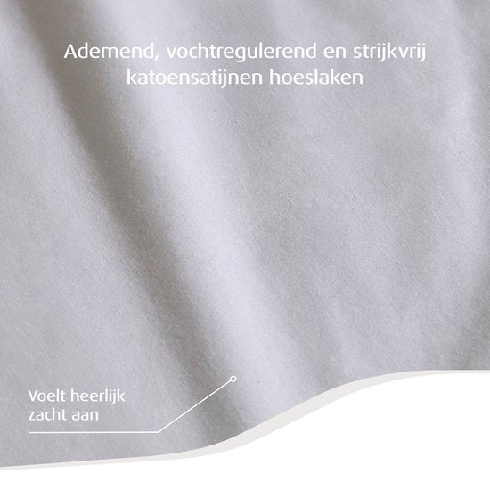 Home by TEMPUR® - Topper Spannbetttuch - Weiß - 90 x 200 x 9 cm - Baumwollsatin - Bügelfrei - Trocknergeeignet