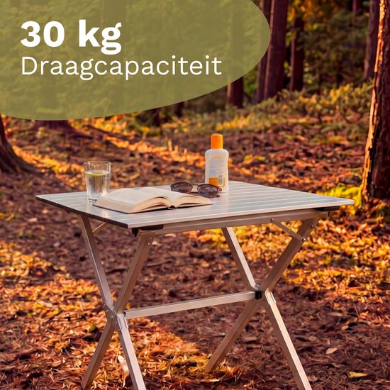 TRVLMORE Campingtisch - 80x58x71 cm - Leichtgewicht mit Aluminiumrahmen - Klapptisch verstellbar - Campingtisch - Klapptisch - Silber