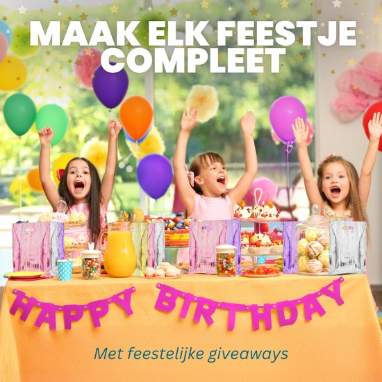 Feestio Partytüten 100 Stück - 17 x 25 cm - Bonbontüten - Leckerli-Tüten Kinderparty - Geschenktüten - Gestreift
