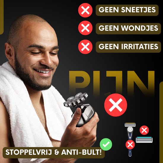 6-in-1 Rasierer für Männer - Trimmer - Clipper - Sansbeauté® SkullSharp PRO | 8 Klingen - Schädelrasierer - Nass & Trocken - Gesichts- und Kopfrasierer - Kopfrasur - USB - Aufsätze