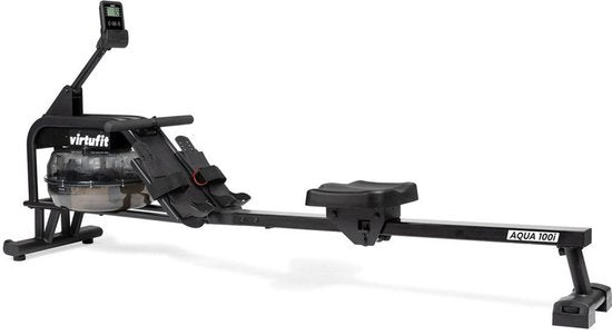 VirtuFit AQUA100i Rudergerät mit Wasserwiderstand - Einzelschiene - Inkl. Display, Tablet-Halter und Transportrollen - Kinomap & Fitshow - Max. 120 kg und 200 cm - Rudergerät - Rudergerät