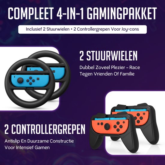 Controlla - Zubehör passend für Nintendo Switch 2 - Joy Con Griffset für Nintendo Switch 2 - Controller und Lenkrad