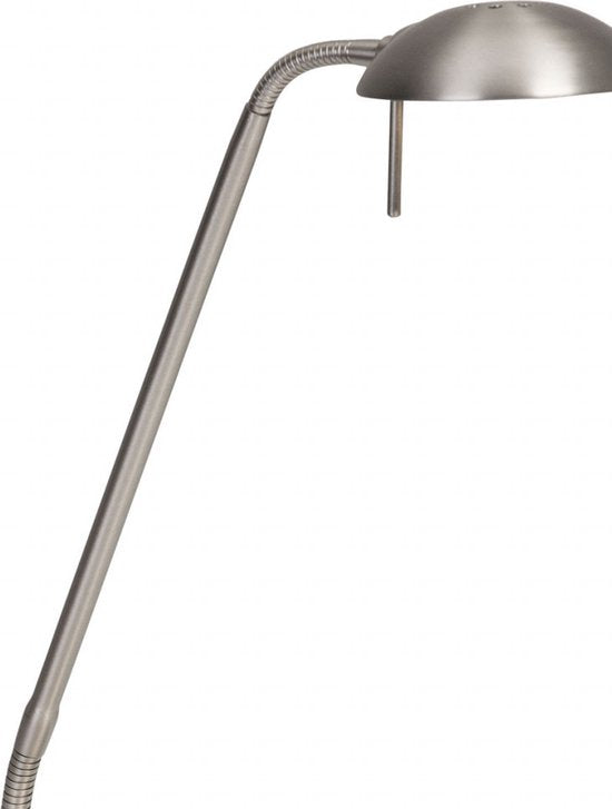 Stahl-Tischlampe Biron, 1-flammig, 7502ST, mit dreh- und neigbarem Arm, 17 cm große Fußplatte, 185 cm langes Kabel, klassisches Design, Mexlite