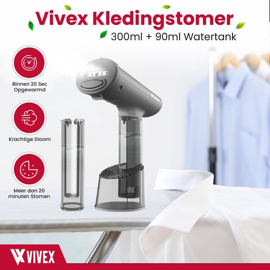 Vivex® Wäschedampfer - Handdampfer für Kleidung - Dampfer - kostenloser Aufsatz + Extra-Behälter
