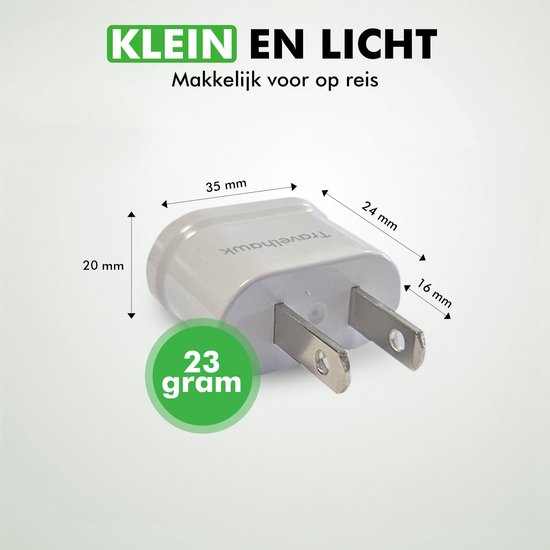 Travelhawk Reisestecker EU zu US/USA - Weltstecker - Weltstecker - Reisestecker Typ A - 2 Stück - Weiß