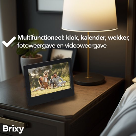 Brixy Demenz-Uhr - 24 Alarmfunktionen - Inkl. Fernbedienung - Automatische Dimmfunktion - Kalenderuhr - Schwarz