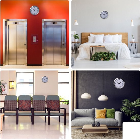 Perel Wanduhr 40 cm, analog, mit automatischer DCF-Zeitsynchronisation, großem, gut ablesbarem Zifferblatt, silberfarbenem Aluminiumrahmen, für Wohnzimmer, Küche, Büro, Wartezimmer