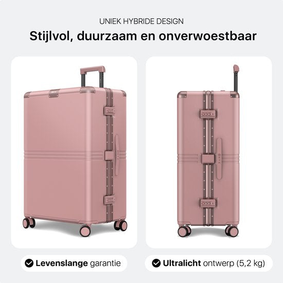 ONYX Hybrid Pro Check-in Koffer Large 100 Liter - Recyceltes Polycarbonat und reißverschlussloses Design - Reisekoffer mit TSA-Schloss und Spinnerrollen - Candy Pink