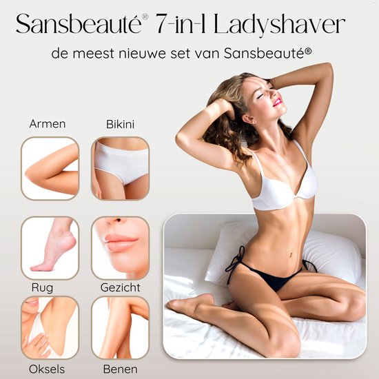 Sansbeauté® 7 in 1 Ladyshaves für Frauen - Gesicht - Achseln - Beine - Epilierer - Trimmer für Frauen & Damen - Bikini-Trimmer Damen - Rasierer Frau