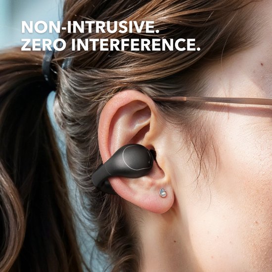 soundcore by Anker C40i Wireless Open-Ear Earbuds Black - Ohrhörer - Clip-on, flexibles Gelenkdesign, Tastensteuerung, leichter Komfort, stabiler Sitz mit anbringbaren Griffen, erweiterte Treiber für klaren Klang.
