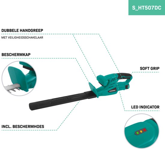 VONROC Akku-Heckenschere 12V - Schnittlänge 350mm - Schnittbreite 12mm - Inkl. Akku und usb-c Kabel
