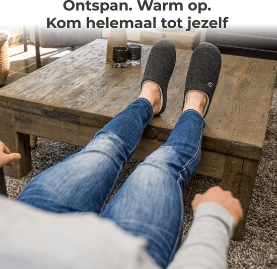 Hausschuhe Herren - Hausschuhe - Größe 42/43 - Schwarz - Rutschfest - Comfeet