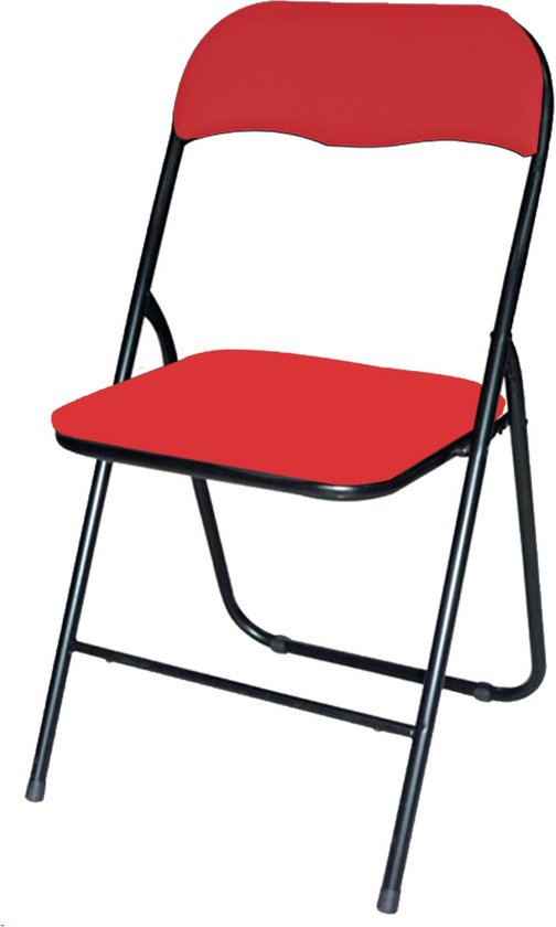 BRASQ Klappstuhl Rot Schwarz - Klappstuhl - Klappstuhl 43x38x78 cm - PVC - Esszimmerstuhl