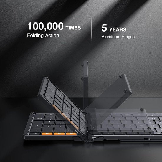 ProtoArc Foldable Keyboard - Full-Size Wireless Keyboard - Reisetastatur Portable - Bluetooth Tastaturen - Laptop IOS Android Windows Tablet iPad Smartphone PC Computer - Schwarz