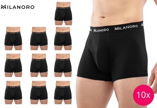 Milanoro - 10er-Set modischer Baumwoll-Boxershorts - Schwarz - XXL