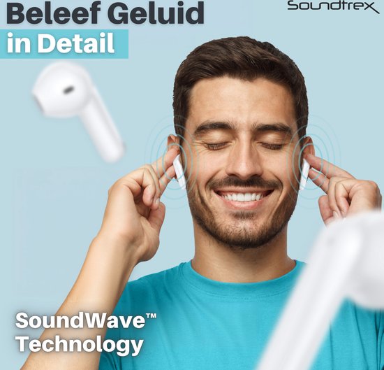Soundtrex X-Pro Wireless Earphones - Bluetooth-Ohrhörer - Earpods kabellos - LED-Anzeige - Bluetooth 5.3 - Weiß