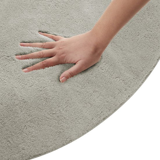 tectake® Kurzflorteppich - Rund - Ø120 cm - Sand - Teppich für Wohnzimmer, Schlafzimmer, Esszimmer - Pflegeleicht und waschbar - Anti-Rutsch-Unterlage - Allergikerfreundlich - Verschiedene Größen und Farben