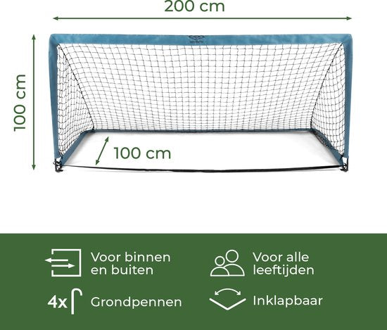 Umbro Fußballtor - Fußballtor 200 x 100 x 100 cm - Fußballtor groß 1,5KG - leicht zu bewegen - Outdoor-Spielzeug für Kinder und Erwachsene - Fußballtrainingstor - Metall - Blau