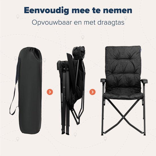 TRVLMORE Campingstuhl - Duo Pack - 150 kg Belastbarkeit - Staufach - Schwarz