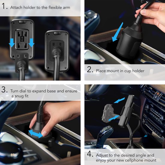 Bintoi® T200 - Telefonhalter Autozubehör - Telefonhalter GSM Halter Auto - Cup Holder Auto - Telefon GSM Halter mit festem Griff - iPhone/Samsung/Huawei/Oneplus - Geschenk