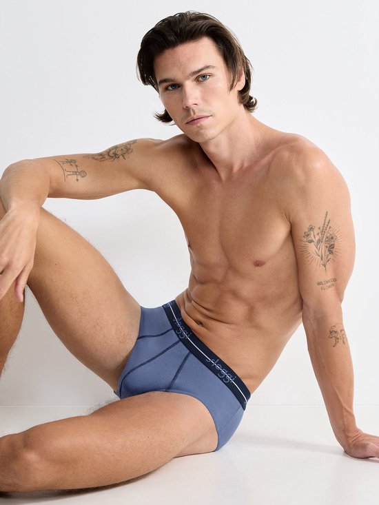 sloggi Start Midi 2er-Pack Slips - Männer - Baumwolle/Elastan - Reguläre Taille - Elastisches Band - Blau/Multi - Größe XL