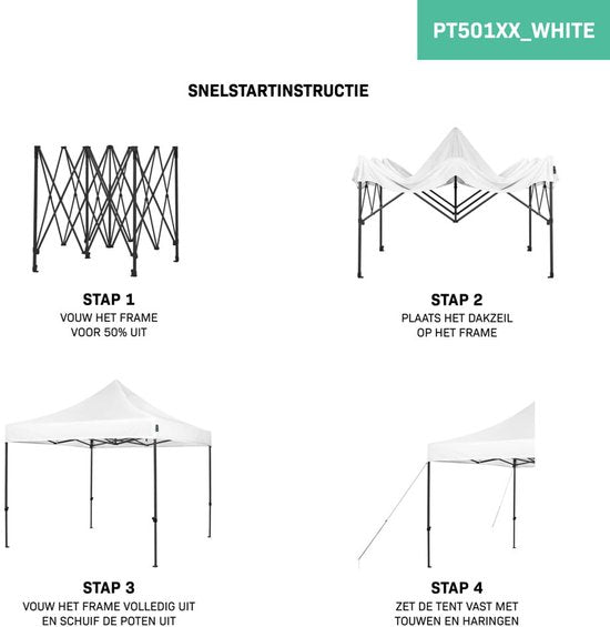 VONROC Partyzelt - 3x3 m - Premium easy-up Partyzelt - Modulares Design - Faltbar - Wasserdicht - Stahlrahmen - 50+ UV Schutz - Inklusive Aufbewahrungstasche - Weiß