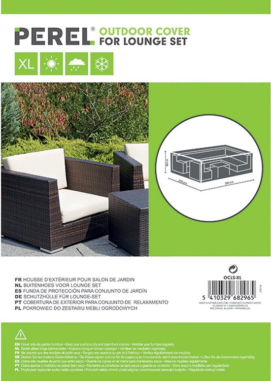 Perel Outdoor-Abdeckung für Garten-Set, grau, rechteckig, 280 cm x 230 cm x 80 cm