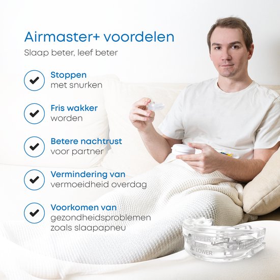 Anti-Schnarch-Bandage - PRO+ - Inkl. Box & Ebook - Verstellbar - Für eine gute Nachtruhe - Zahn-Bonbon - Zahn-Bonbon - Transparent BPA frei - Alyze