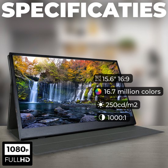 Denver Portable Monitor - 15,6 Zoll - Full HD - IPS-Display - HDMI - USB-C - Modell 2025