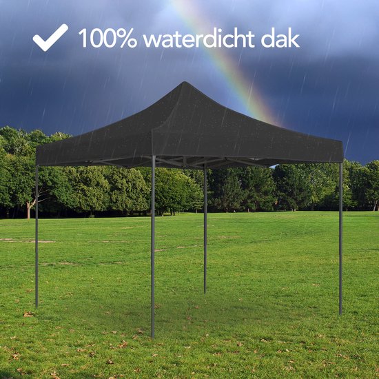 Brixy Partyzelt - faltbar - leicht aufbaubar - 3x3m - wasserdicht - Pavillon - inkl. Tragetasche - Schwarz