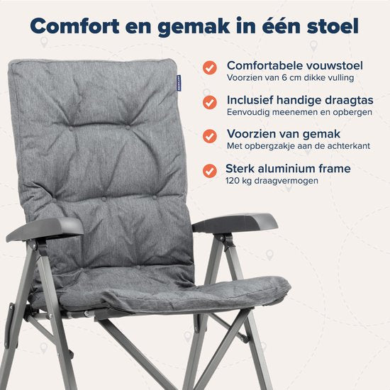 TRVLMORE Campingstühle Luxus - klappbar - 2er-Pack - 150KG Tragkraft - Inkl. Tragetasche - Klappstuhl - Campingstuhl - Klappstuhl - Grau